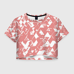 Женский топ Розовый с белыми вставками абстрактный