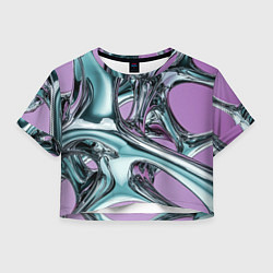 Футболка 3D укороченная женская Металлическая абстракция на фиолетовом фоне, цвет: 3D-принт