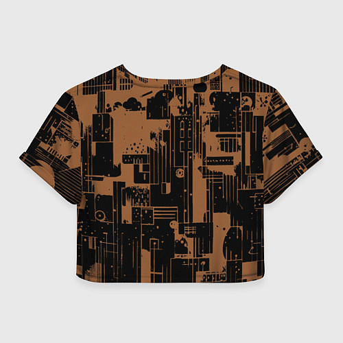 Женский топ Чёрно-коричневый абстракция геометричный / 3D-принт – фото 2