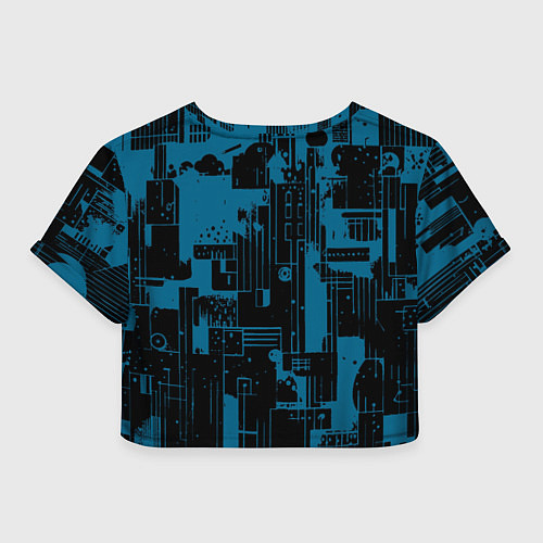 Женский топ Чёрно-синий абстракция геомтеричный / 3D-принт – фото 2
