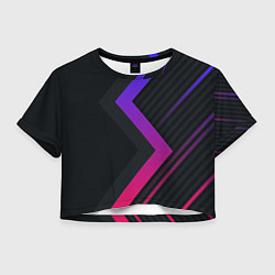 Футболка 3D укороченная женская Color black line, цвет: 3D-принт