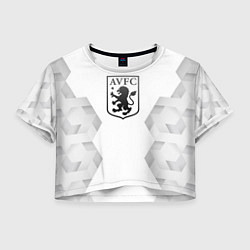 Футболка 3D укороченная женская Aston Villa white poly, цвет: 3D-принт