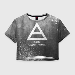 Футболка 3D укороченная женская Thirty Seconds to Mars - grey gradient, цвет: 3D-принт
