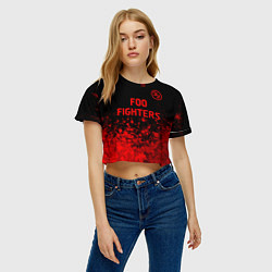 Футболка 3D укороченная женская Foo Fighters - red gradient посередине, цвет: 3D-принт — фото 2