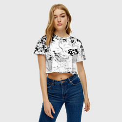 Футболка 3D укороченная женская Тоттенхэм черно белые краски, цвет: 3D-принт — фото 2