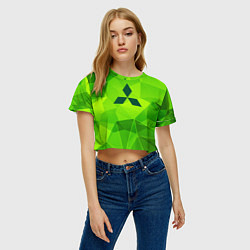 Футболка 3D укороченная женская Mitsubishi green poly, цвет: 3D-принт — фото 2