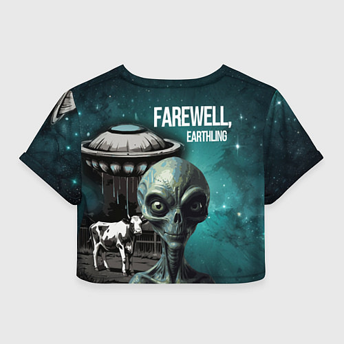 Женский топ Инопланетянин на фоне космоса и летающей тарелки / 3D-принт – фото 2