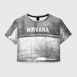 Футболка 3D укороченная женская Nirvana - grey gradient посередине, цвет: 3D-принт