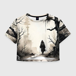 Футболка 3D укороченная женская Путник, цвет: 3D-принт