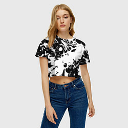 Футболка 3D укороченная женская Белый с чёрной абстракцией, цвет: 3D-принт — фото 2