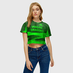 Футболка 3D укороченная женская Imagine Dragons - green gradient посередине, цвет: 3D-принт — фото 2