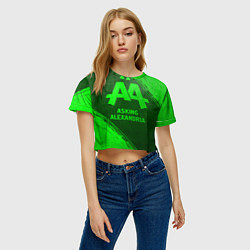 Футболка 3D укороченная женская Asking Alexandria - green gradient, цвет: 3D-принт — фото 2