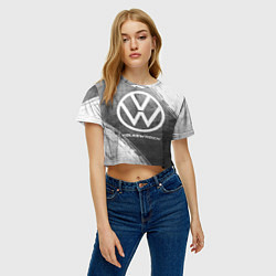Футболка 3D укороченная женская Volkswagen - grey gradient, цвет: 3D-принт — фото 2