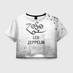 Футболка 3D укороченная женская Led Zeppelin - white gradient, цвет: 3D-принт