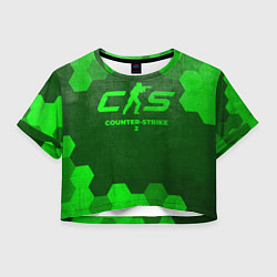 Футболка 3D укороченная женская Counter-Strike 2 - green gradient, цвет: 3D-принт