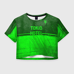 Футболка 3D укороченная женская Tokio Hotel - green gradient посередине, цвет: 3D-принт