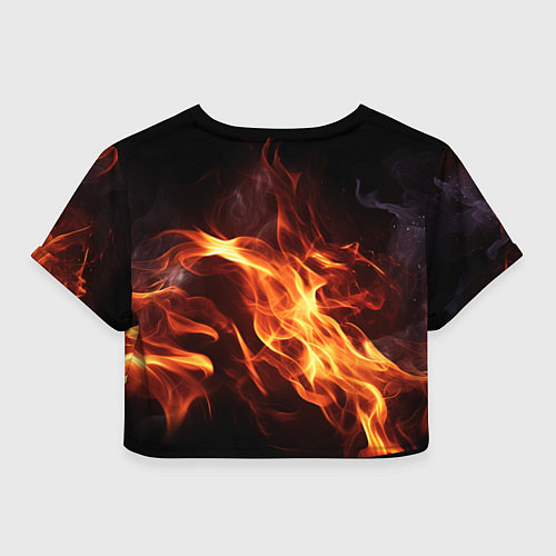 Женский топ ACDC на фоне огня / 3D-принт – фото 2