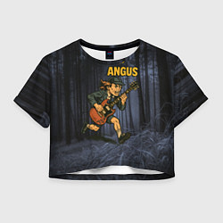 Футболка 3D укороченная женская Ангус ACDC, цвет: 3D-принт