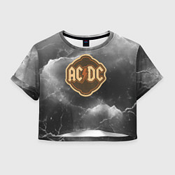 Футболка 3D укороченная женская ACDC ретро логотип, цвет: 3D-принт