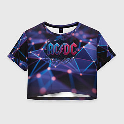 Футболка 3D укороченная женская ACDC лого в градиенте, цвет: 3D-принт