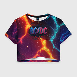 Футболка 3D укороченная женская ACDC логотип в градиенте, цвет: 3D-принт
