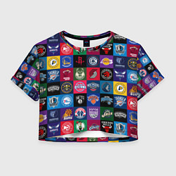 Футболка 3D укороченная женская Команды НБА разноцветные, цвет: 3D-принт