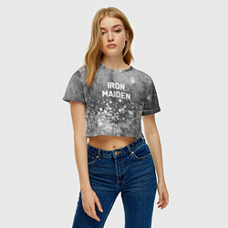 Футболка 3D укороченная женская Iron Maiden - grey gradient посередине, цвет: 3D-принт — фото 2