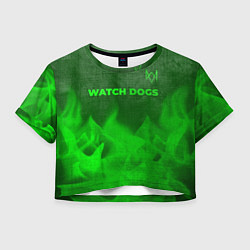 Футболка 3D укороченная женская Watch Dogs - green gradient посередине, цвет: 3D-принт