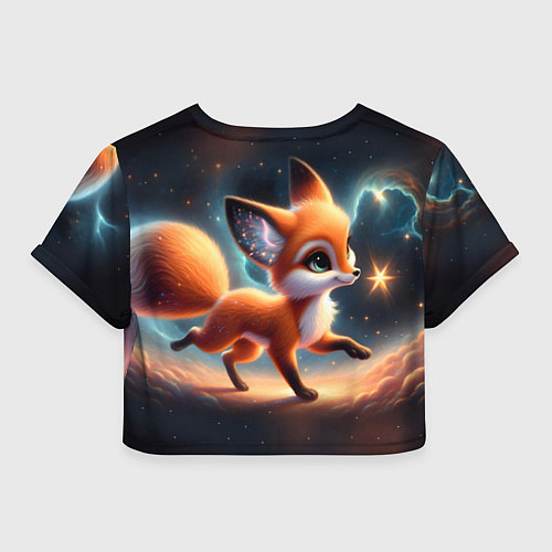 Женский топ Лиса бежит по космическому простору / 3D-принт – фото 2