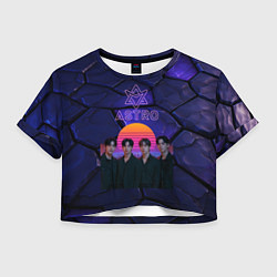 Футболка 3D укороченная женская Astro retro style, цвет: 3D-принт
