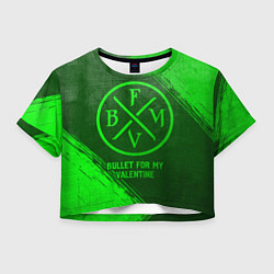 Футболка 3D укороченная женская Bullet For My Valentine - green gradient, цвет: 3D-принт