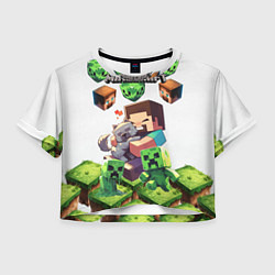 Футболка 3D укороченная женская World of minecraft, цвет: 3D-принт