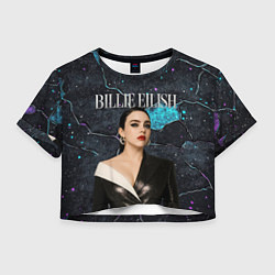 Футболка 3D укороченная женская Билли Айлиш в деловом костюме, цвет: 3D-принт