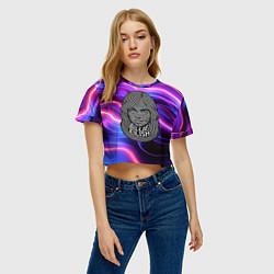 Футболка 3D укороченная женская Портрет Билли Айлиш из линий, цвет: 3D-принт — фото 2