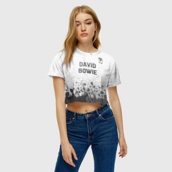 Футболка 3D укороченная женская David Bowie - white gradient посередине, цвет: 3D-принт — фото 2