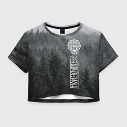 Футболка 3D укороченная женская Древние боги могучих лесов, цвет: 3D-принт