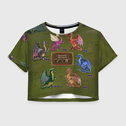 Футболка 3D укороченная женская HOMM3 Dragons Battle 1, цвет: 3D-принт