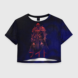 Футболка 3D укороченная женская Мифический воин в неоновом свете, цвет: 3D-принт