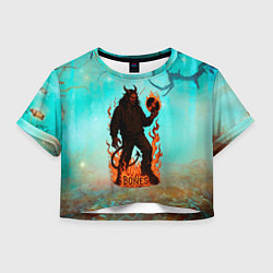 Футболка 3D укороченная женская Bones в стиле демона, цвет: 3D-принт