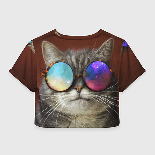 Женский топ A Cat with multicolored glasses / 3D-принт – фото 2