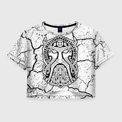 Футболка 3D укороченная женская Суровый бог древних воинов, цвет: 3D-принт