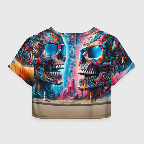 Женский топ Hippo with longboard - graffiti / 3D-принт – фото 2