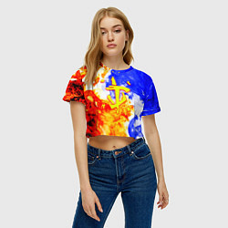 Футболка 3D укороченная женская Doom битва огня, цвет: 3D-принт — фото 2
