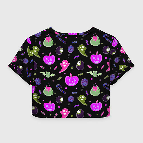 Женский топ Halloween pink black pumpkin / 3D-принт – фото 2