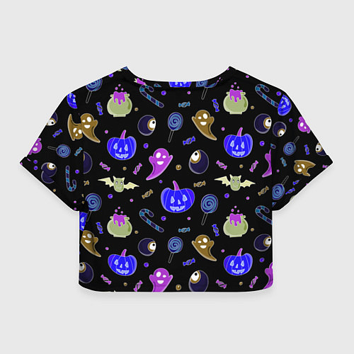 Женский топ Halloween blue black pumpkin / 3D-принт – фото 2
