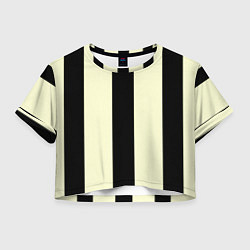 Футболка 3D укороченная женская Color black beige line, цвет: 3D-принт