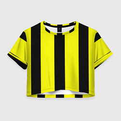 Футболка 3D укороченная женская Color yellow black line, цвет: 3D-принт
