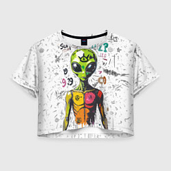 Футболка 3D укороченная женская Вы не одиноки, цвет: 3D-принт