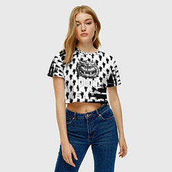 Футболка 3D укороченная женская Doom паттерн пипл краски, цвет: 3D-принт — фото 2