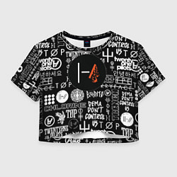 Футболка 3D укороченная женская Twenty one pilots rock logo, цвет: 3D-принт